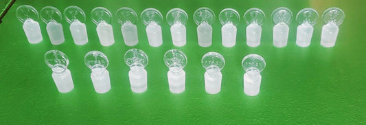 Lot of 19 Pennyhead Stoppers (13 Kimax & 6 Pyrex) Size #13 Apothecary Lab Glass