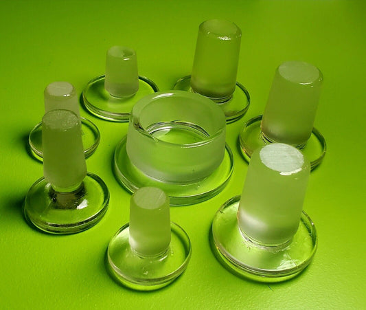 Lot of 8 Corning PYREX Ground Glass Flathead Lab Stoppers Apothecary Various sz.