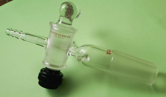 Kimble KONTES Inlet Adapter Airless-Ware 14/20 Balloon Type #211250 w/ Stopcock